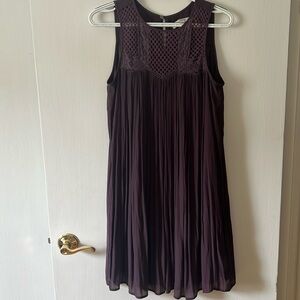 Loft purple embroidered top flowy dress size M